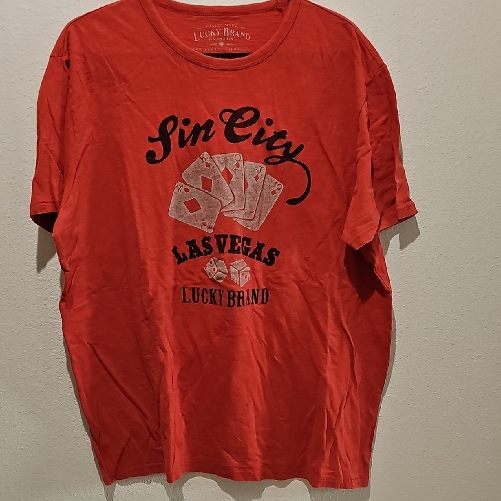 Lucky Brand Red Short Sleeve Tee Sin City